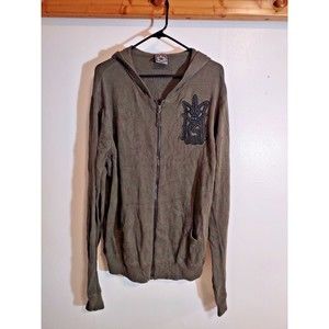 Gunmetal Black Label 2XL Revolver Men's Full Zip Green Hooded Sweater  Fashion